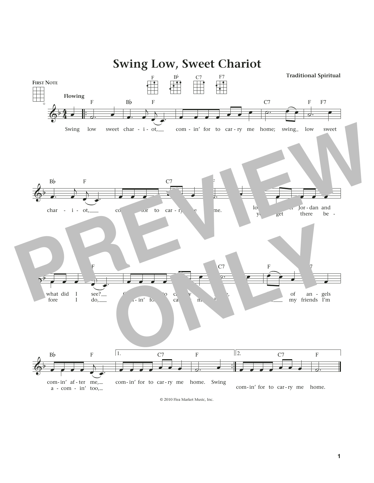 Download Traditional Spiritual Swing Low, Sweet Chariot (from The Dail Sheet Music