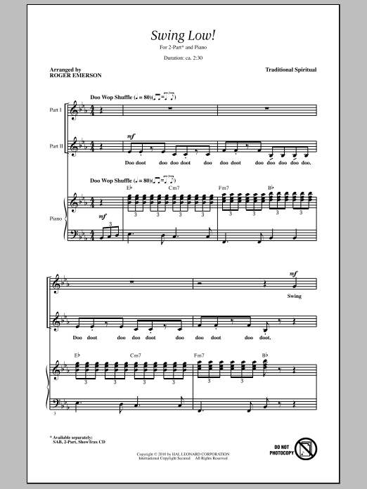Download Roger Emerson Swing Low, Sweet Chariot Sheet Music