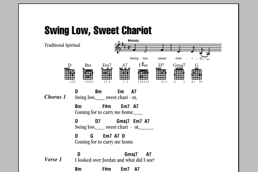 Download Traditional Spiritual Swing Low, Sweet Chariot Sheet Music