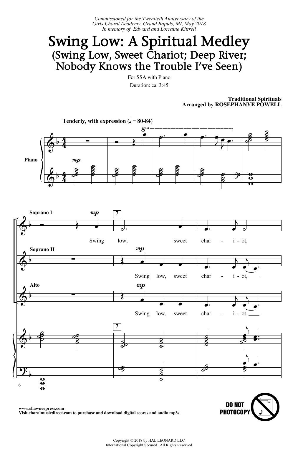 Download Rosephanye Powell Swing Low: A Choral Medley Sheet Music