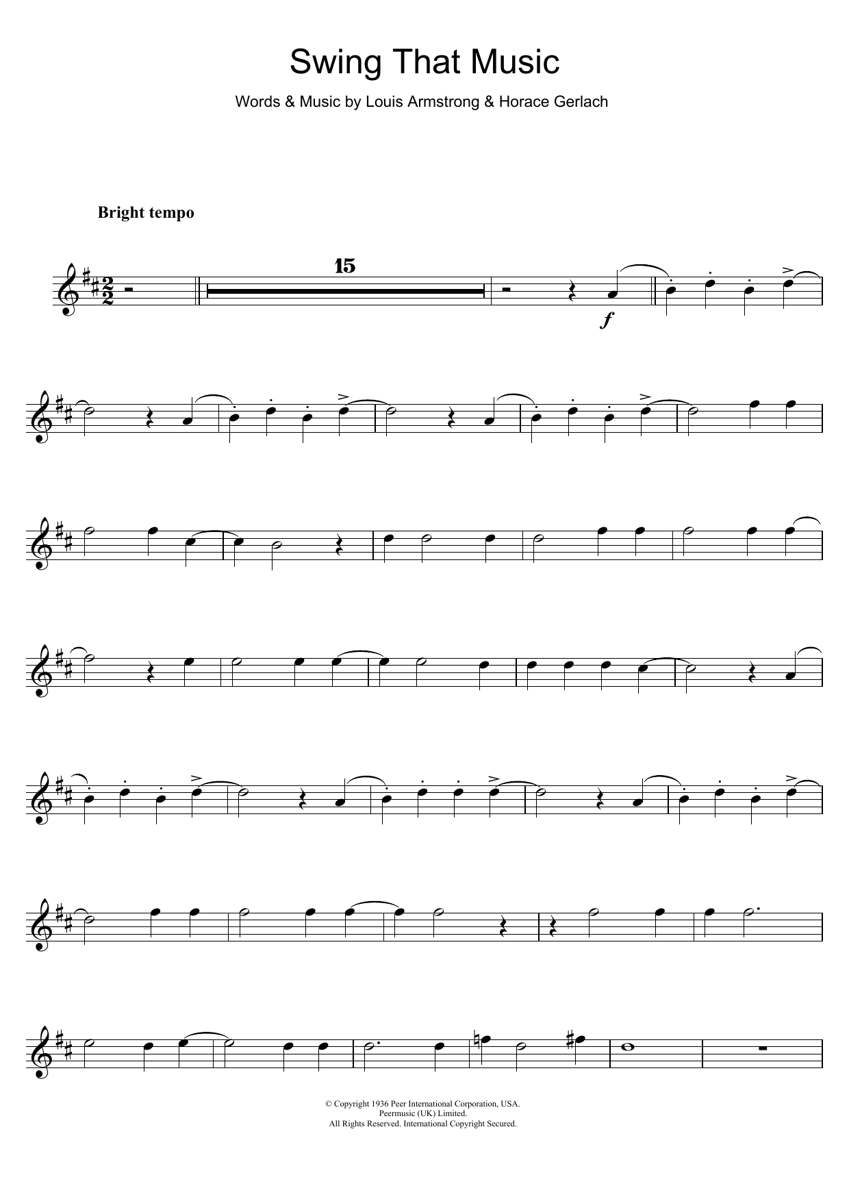 Download Louis Armstrong Swing That Music Sheet Music