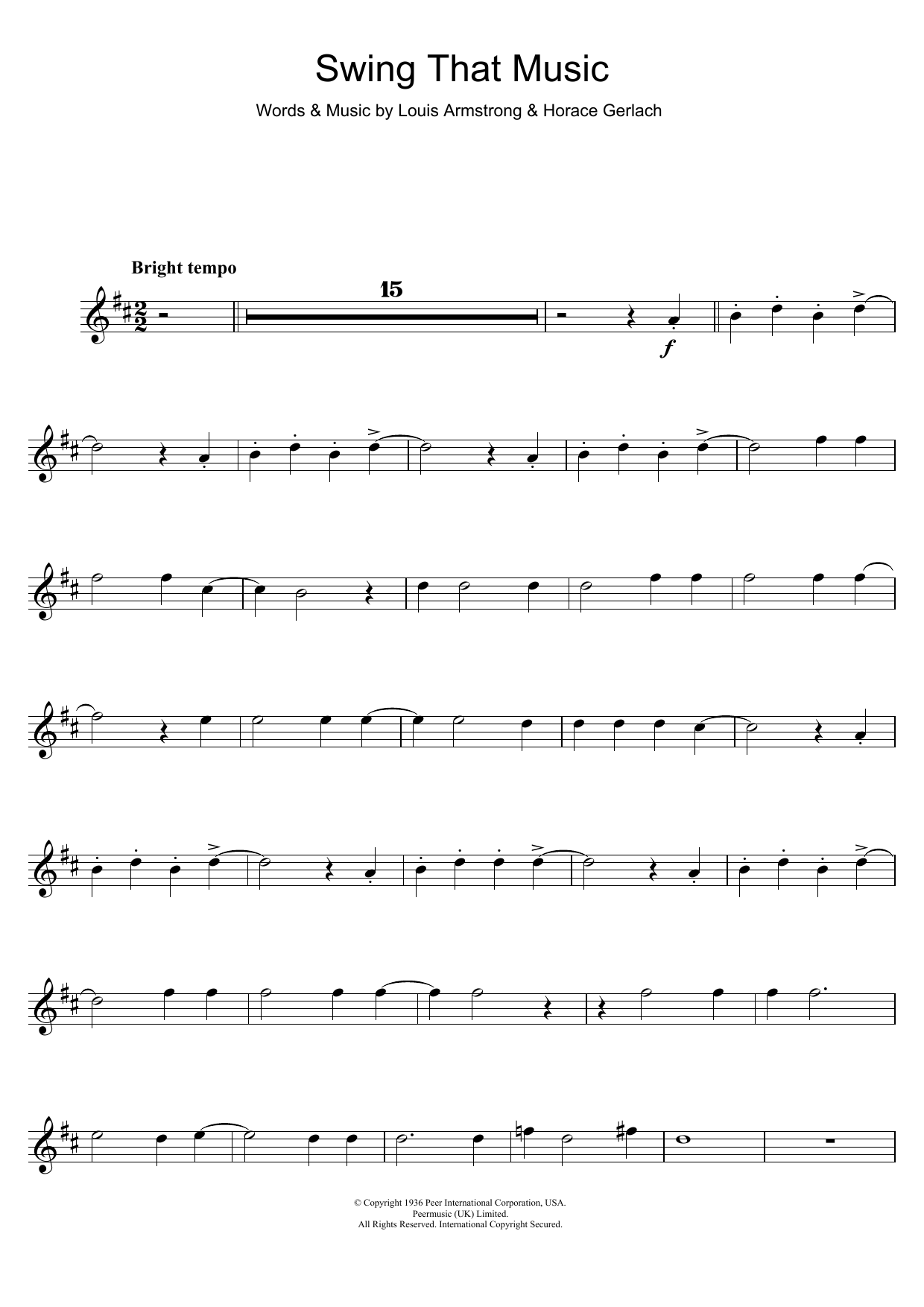 Download Louis Armstrong Swing That Music Sheet Music