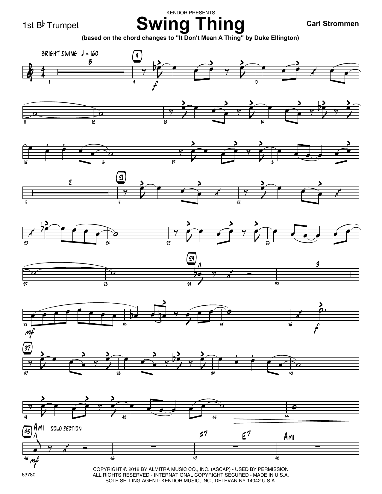 Download Carl Strommen Swing Thing - 1st Bb Trumpet Sheet Music