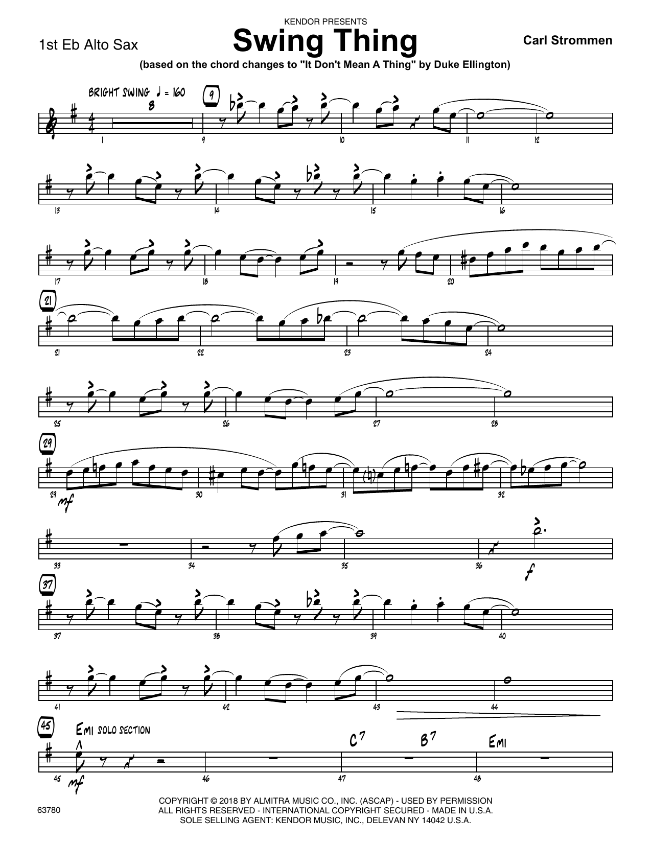 Download Carl Strommen Swing Thing - 1st Eb Alto Saxophone Sheet Music