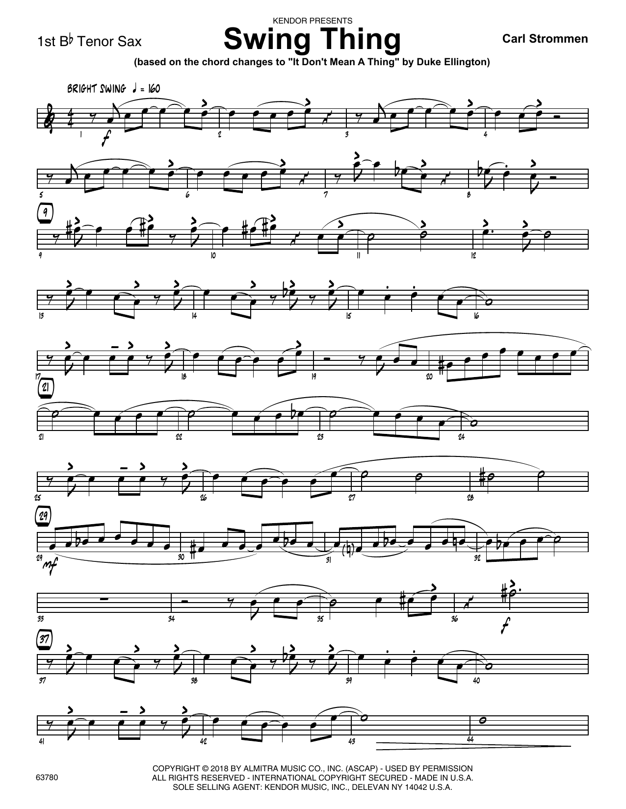 Download Carl Strommen Swing Thing - 1st Tenor Saxophone Sheet Music