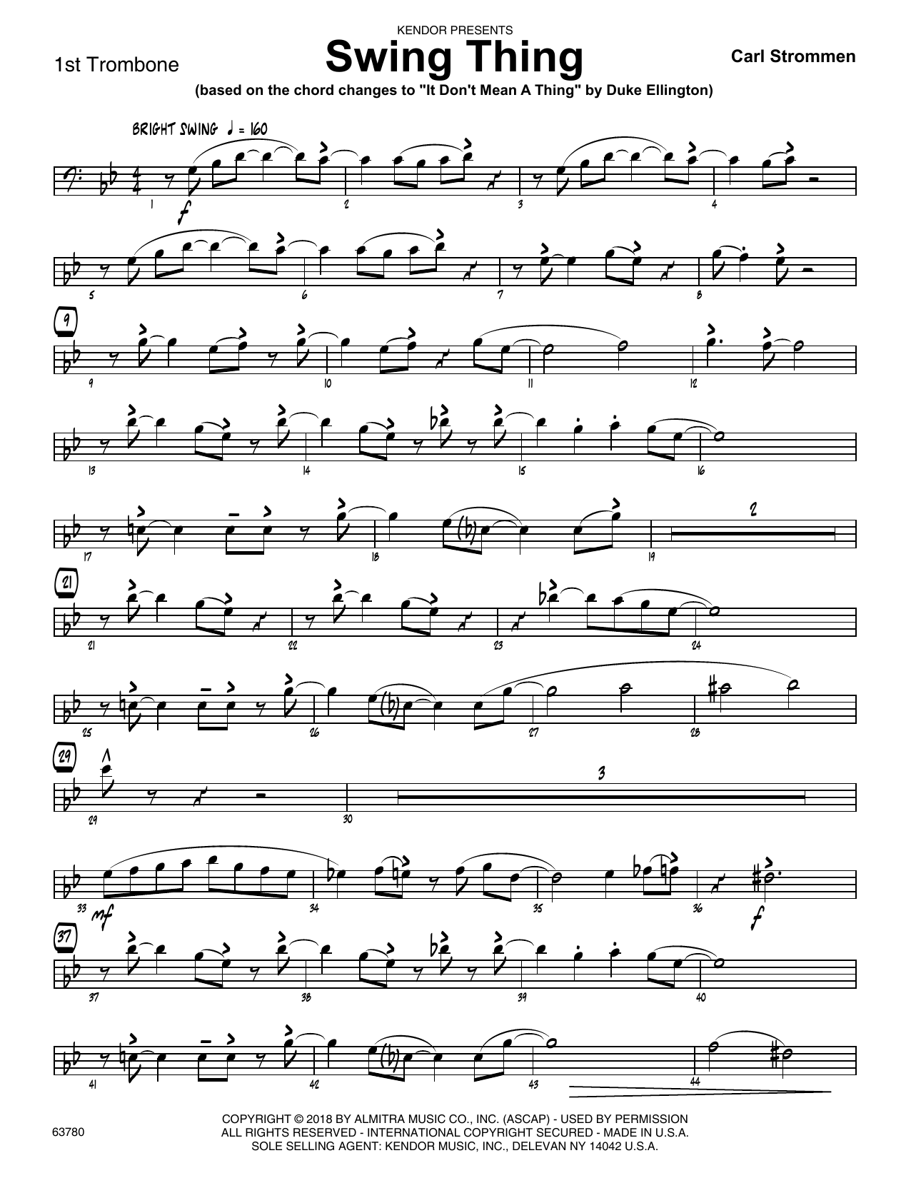 Download Carl Strommen Swing Thing - 1st Trombone Sheet Music
