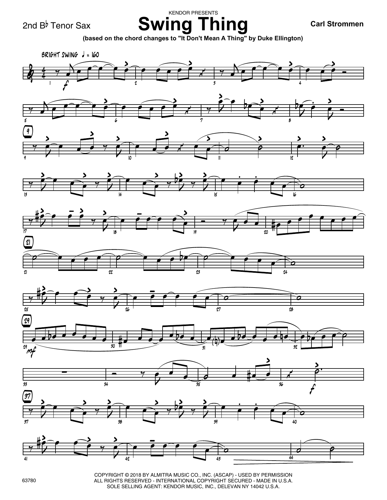 Download Carl Strommen Swing Thing - 2nd Bb Tenor Saxophone Sheet Music