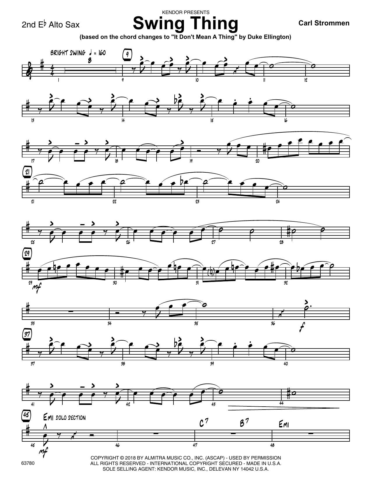 Download Carl Strommen Swing Thing - 2nd Eb Alto Saxophone Sheet Music