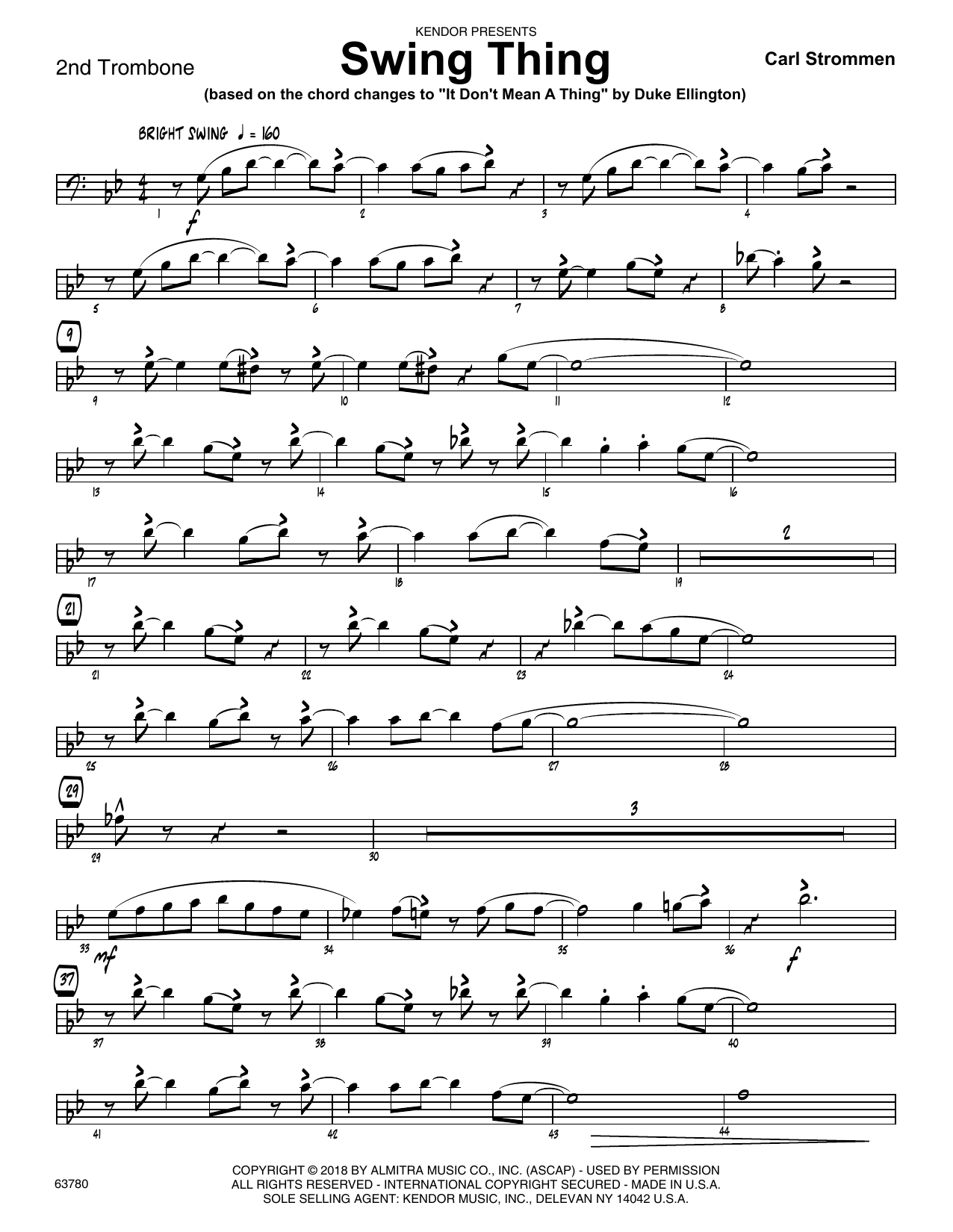 Download Carl Strommen Swing Thing - 2nd Trombone Sheet Music