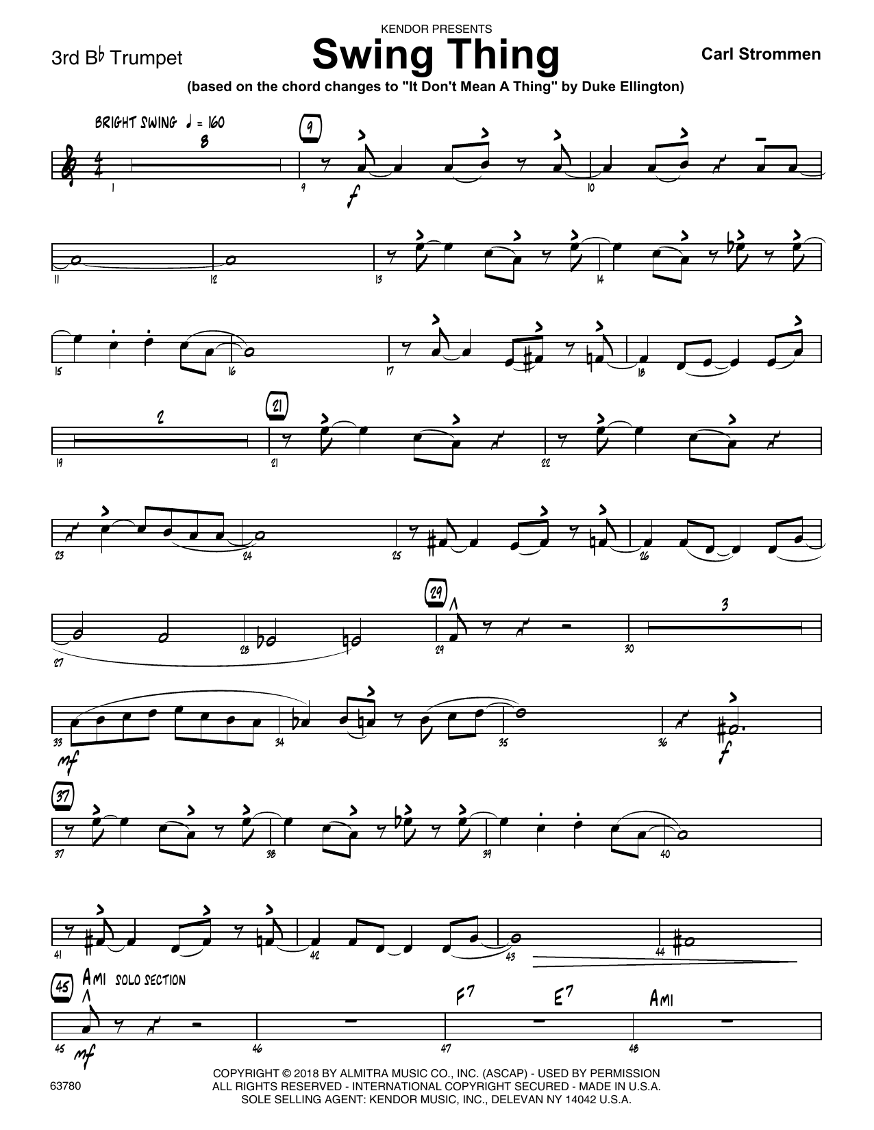 Download Carl Strommen Swing Thing - 3rd Bb Trumpet Sheet Music