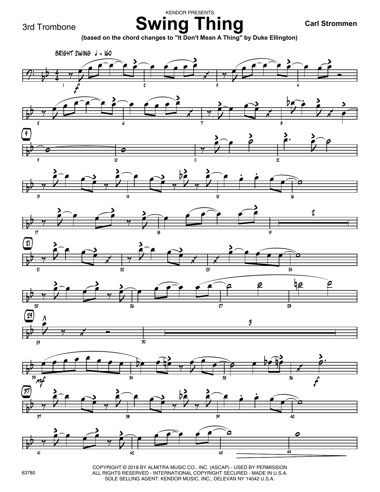 Download Carl Strommen Swing Thing - 3rd Trombone Sheet Music