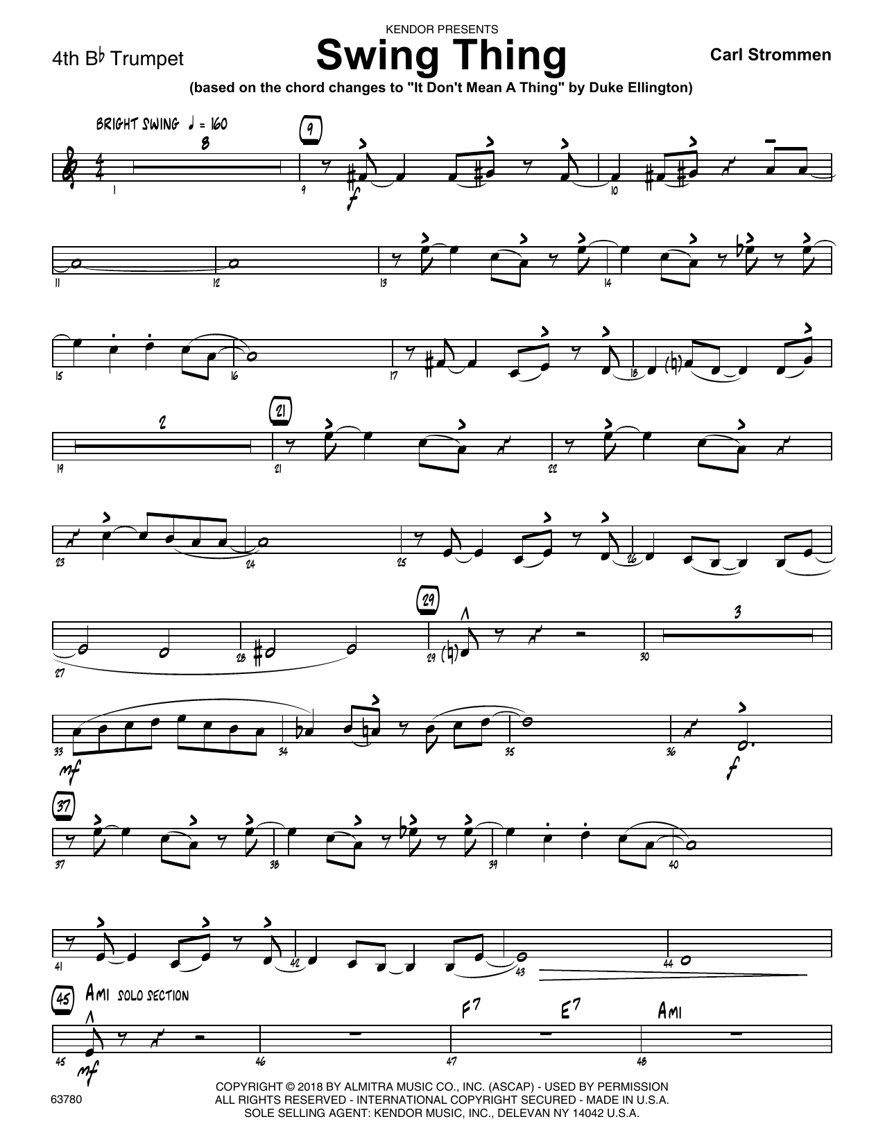 Download Carl Strommen Swing Thing - 4th Bb Trumpet Sheet Music
