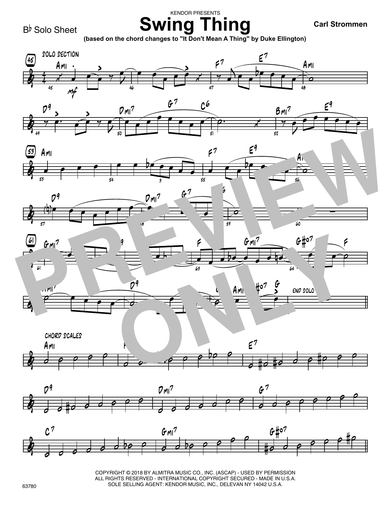 Download Carl Strommen Swing Thing - Bb Solo Sheet Sheet Music