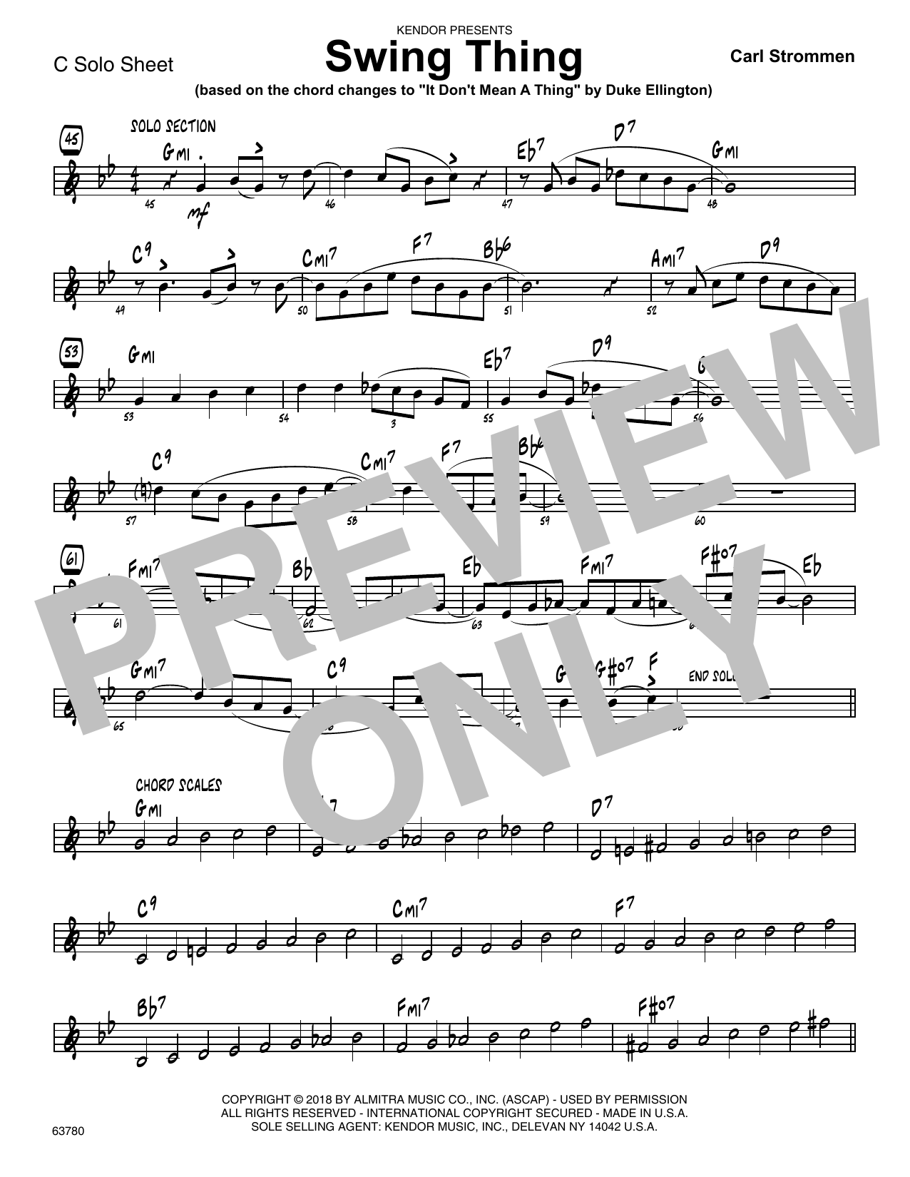 Download Carl Strommen Swing Thing - C Solo Sheet Sheet Music