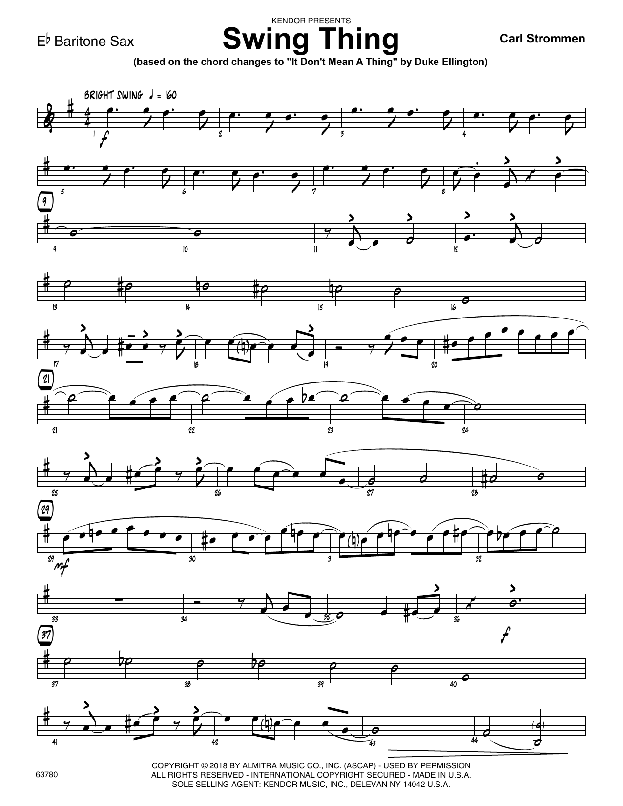Download Carl Strommen Swing Thing - Eb Baritone Saxophone Sheet Music