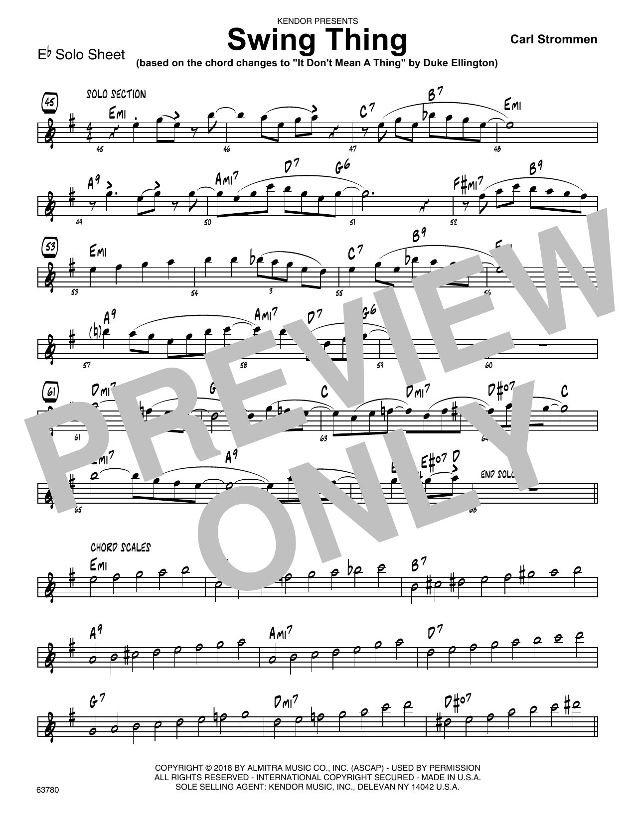 Download Carl Strommen Swing Thing - Eb Solo Sheet Sheet Music