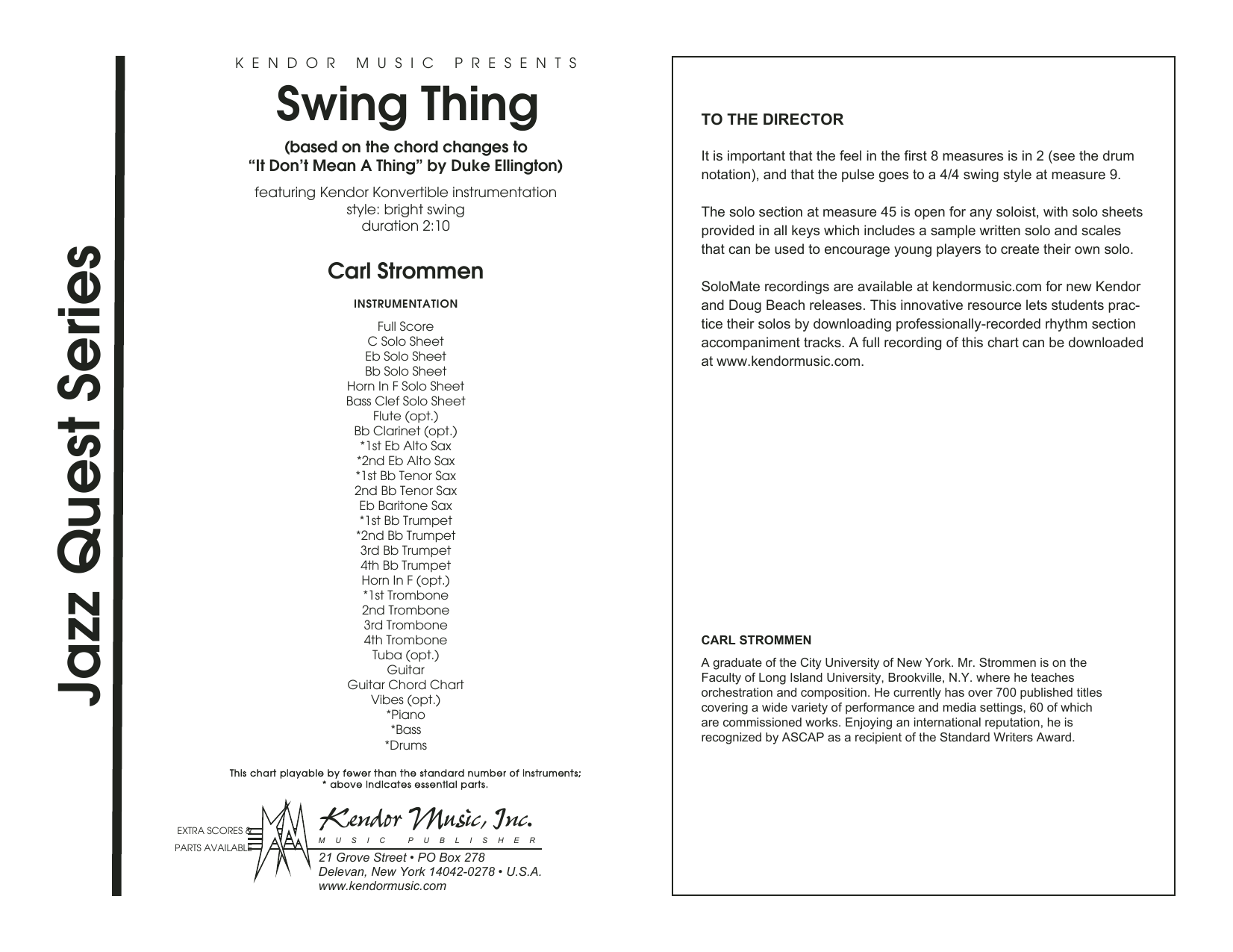 Download Carl Strommen Swing Thing - Full Score Sheet Music