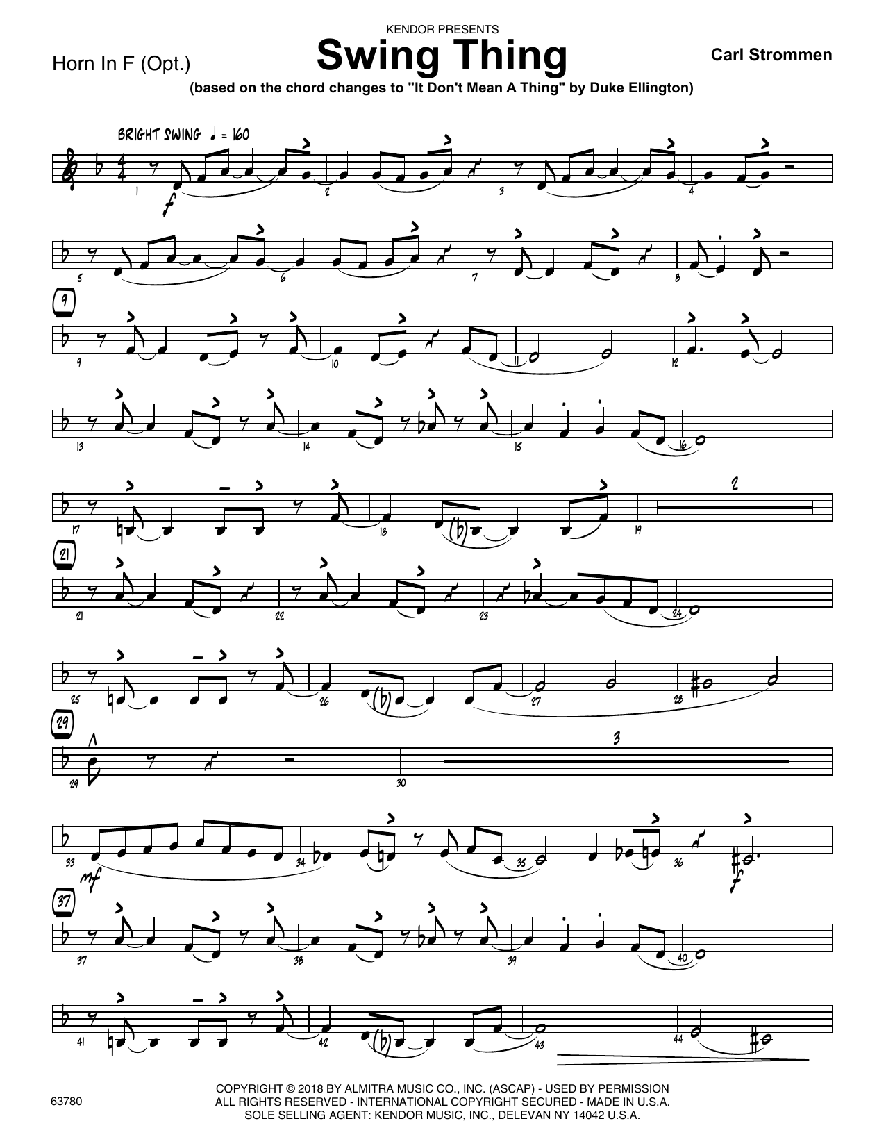 Download Carl Strommen Swing Thing - Horn in F Sheet Music