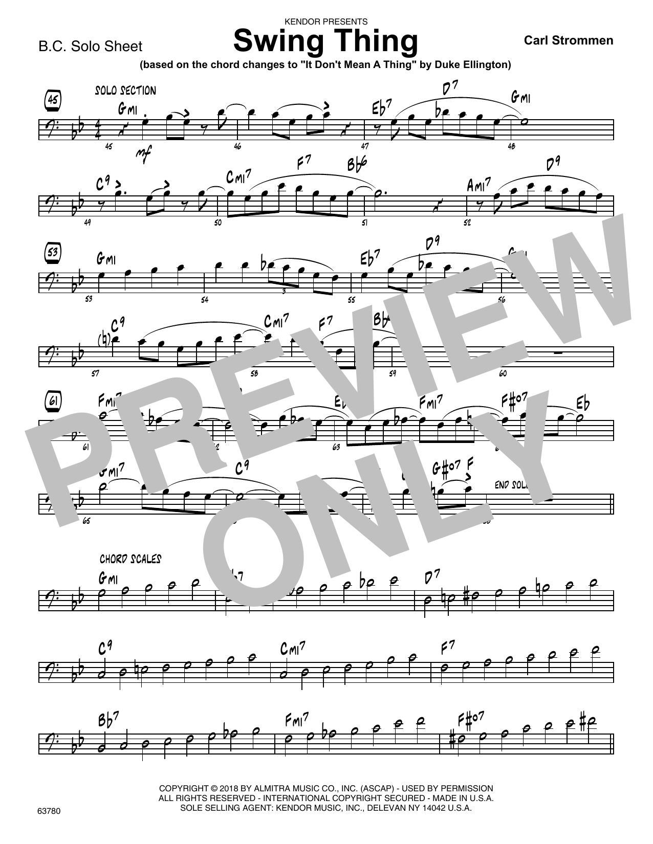 Download Carl Strommen Swing Thing - Sample Solo - Bass Clef I Sheet Music