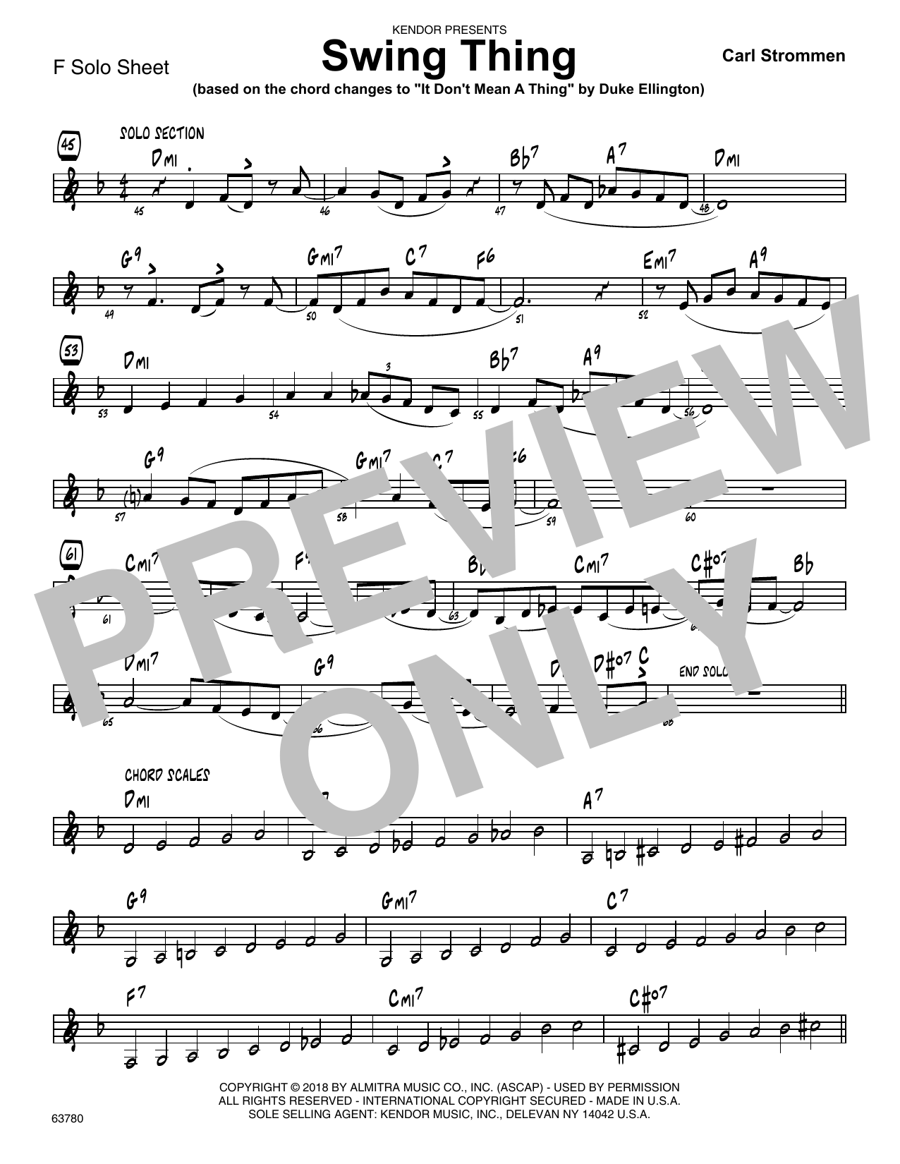 Download Carl Strommen Swing Thing - Solo Sheet for F Instrume Sheet Music