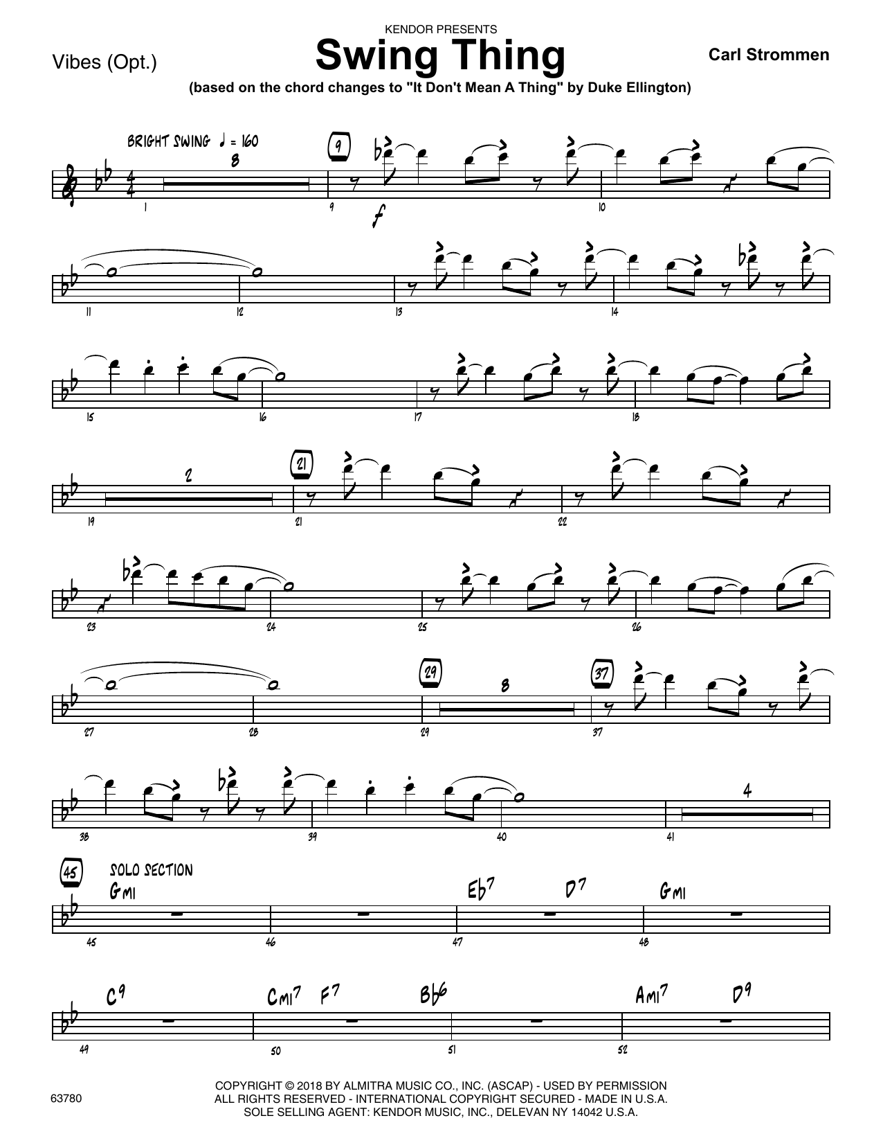 Download Carl Strommen Swing Thing - Vibes Sheet Music