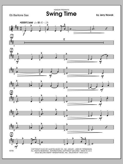 Download Nowak Swing Time - Baritone Sax Sheet Music
