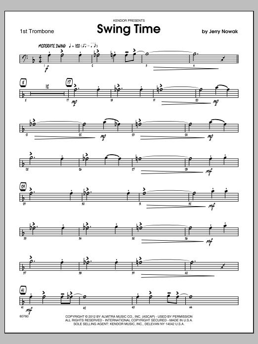 Download Nowak Swing Time - Trombone 1 Sheet Music