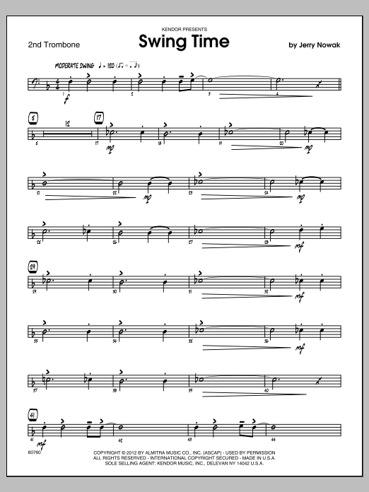 Download Nowak Swing Time - Trombone 2 Sheet Music