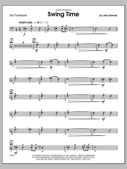 Download Nowak Swing Time - Trombone 3 Sheet Music
