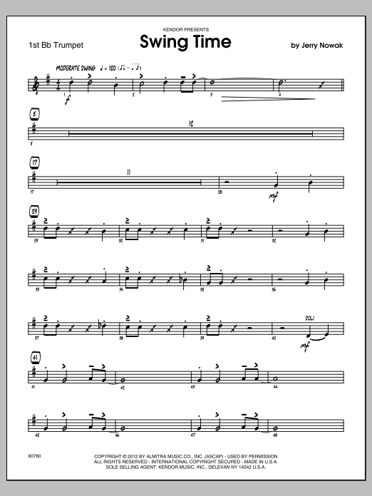 Download Nowak Swing Time - Trumpet 1 Sheet Music