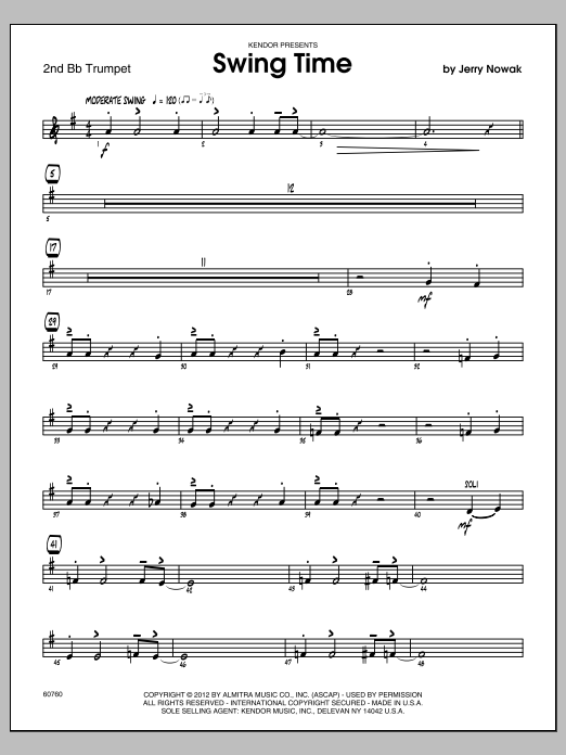 Download Nowak Swing Time - Trumpet 2 Sheet Music