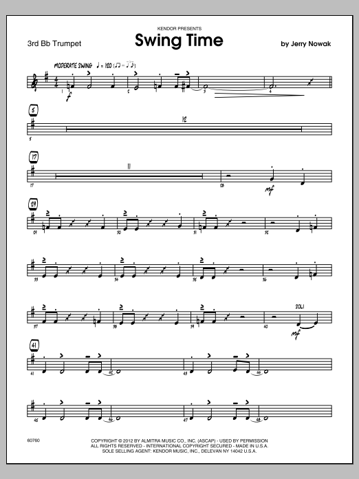 Download Nowak Swing Time - Trumpet 3 Sheet Music