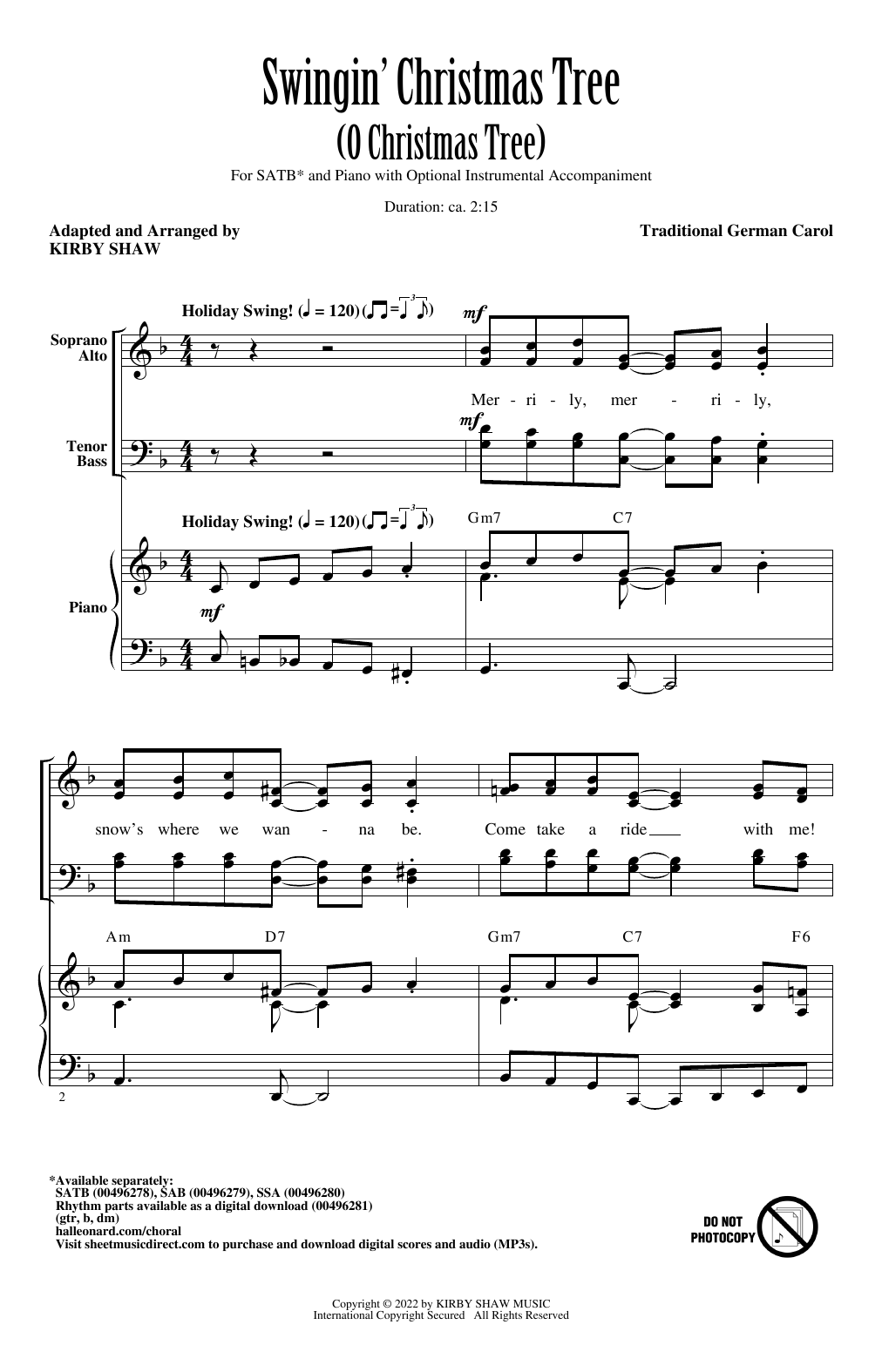 Download Traditional German Carol Swingin' Christmas Tree (O Christmas Tr Sheet Music