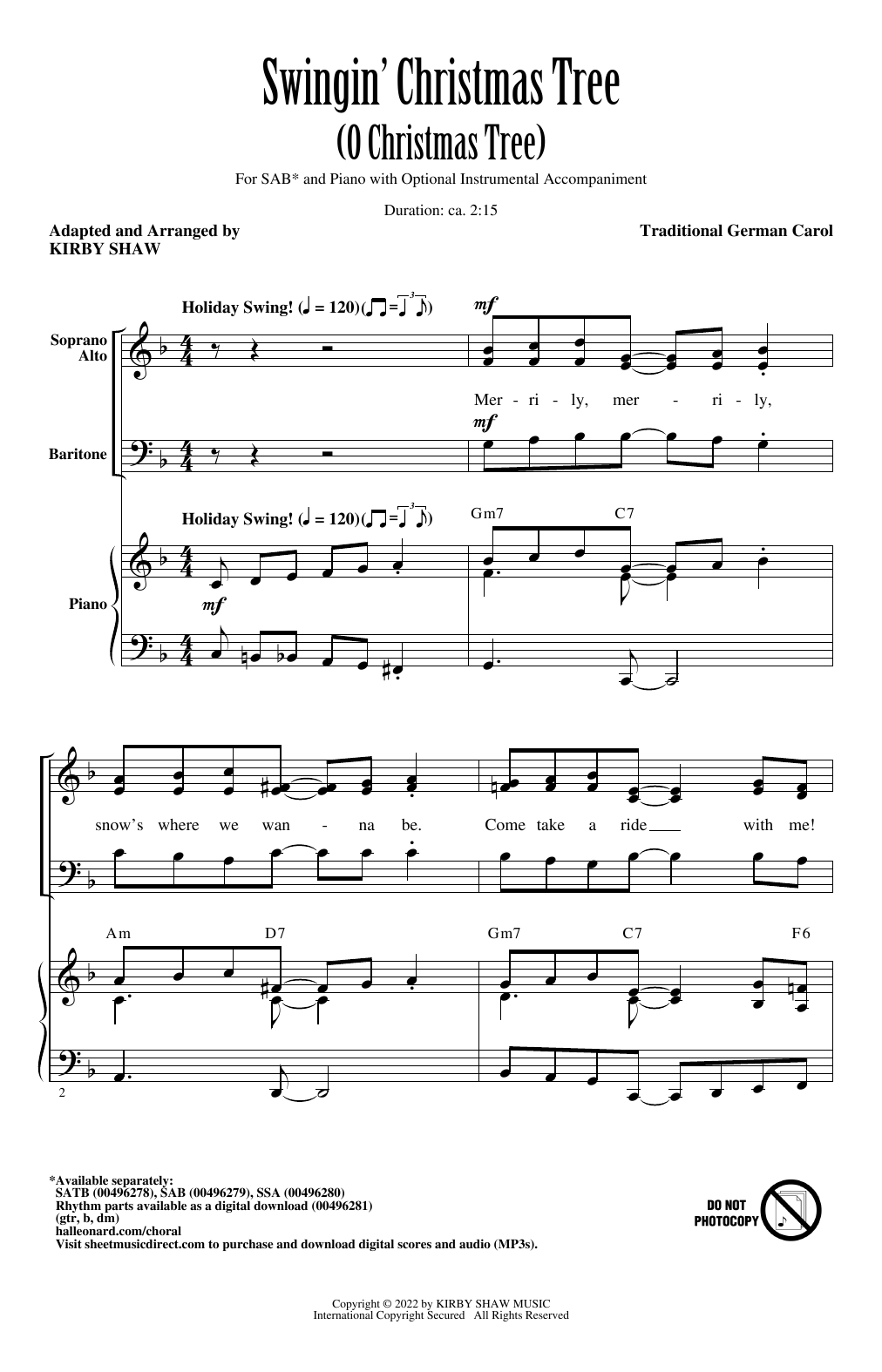 Download Traditional German Carol Swingin' Christmas Tree (O Christmas Tr Sheet Music