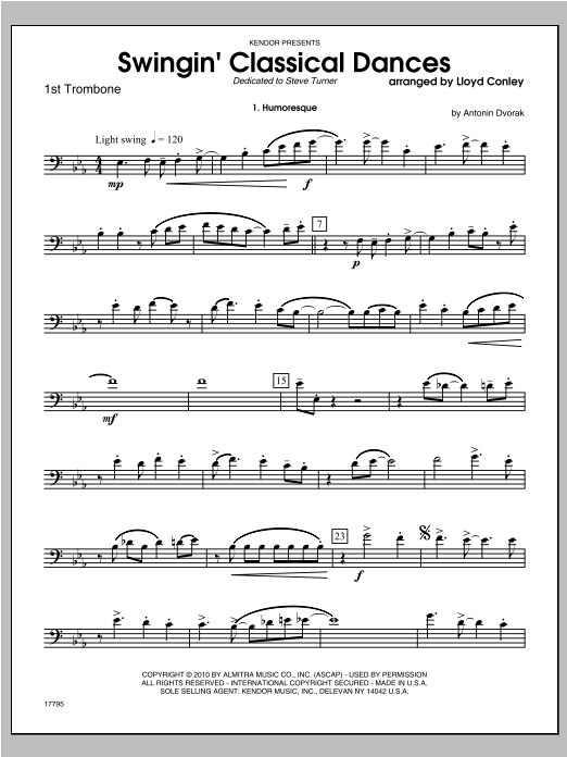 Download Conley Swingin; Classical Dances - Trombone 1 Sheet Music