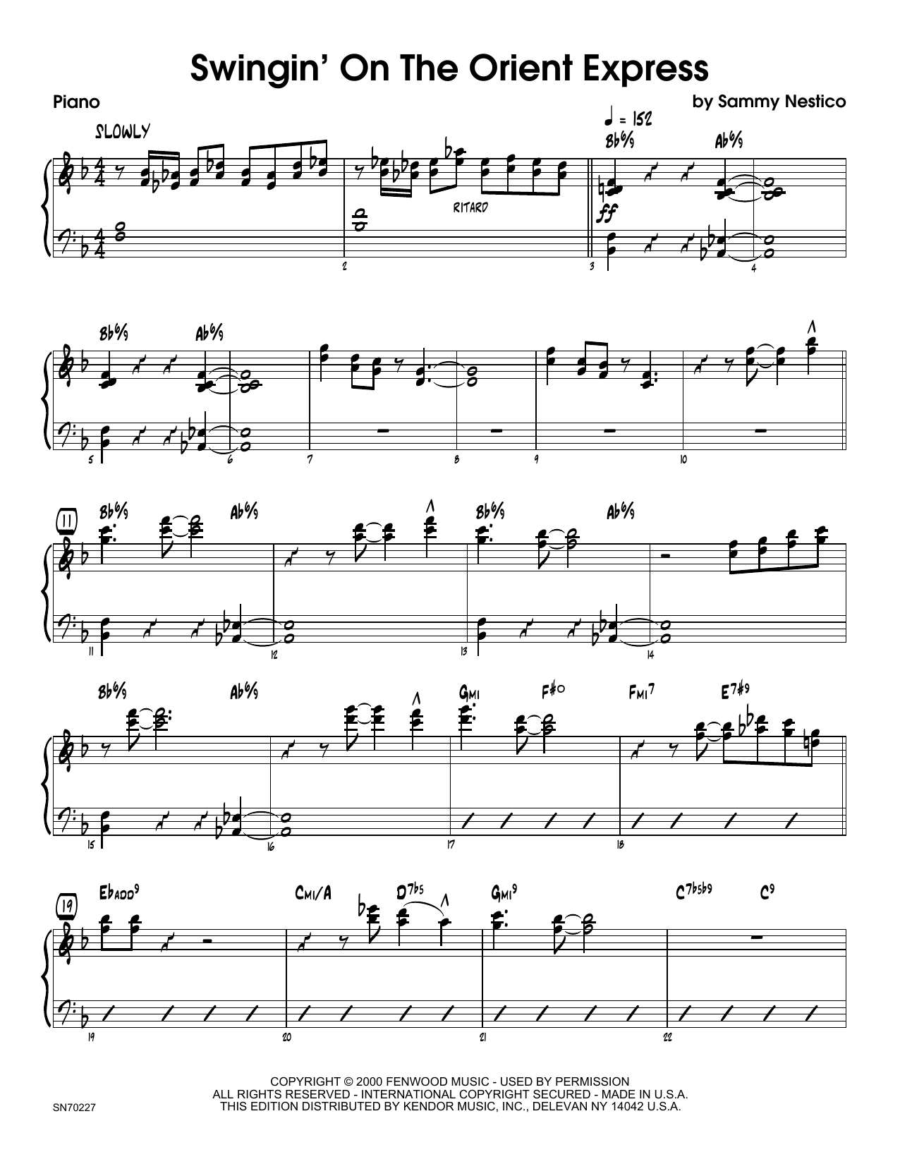 Download Sammy Nestico Swingin' On The Orient Express - Piano Sheet Music