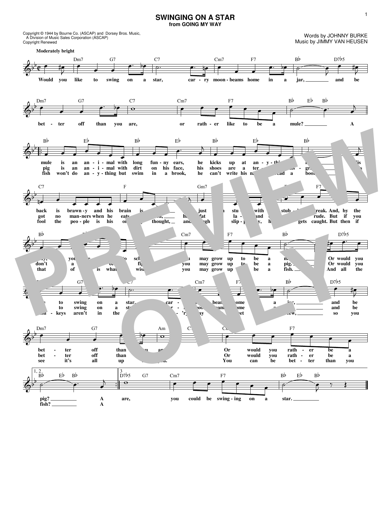Download Jimmy Van Heusen Swinging On A Star Sheet Music