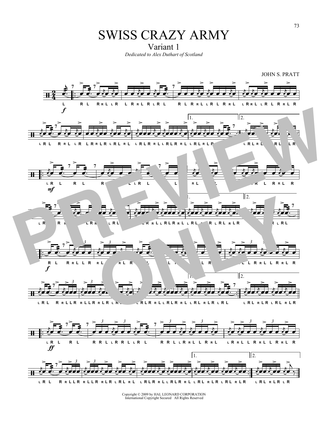 Download John S. Pratt Swiss Crazy Army Variant 1 Sheet Music