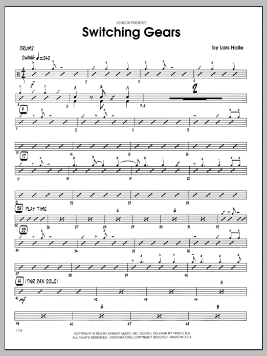 Download Lars Halle Switching Gears - Drums Sheet Music