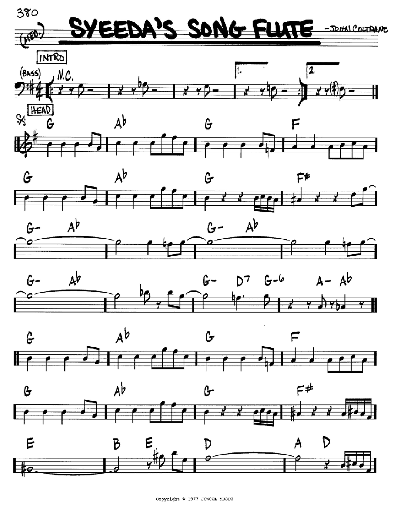 Download John Coltrane Syeeda's Song Flute Sheet Music