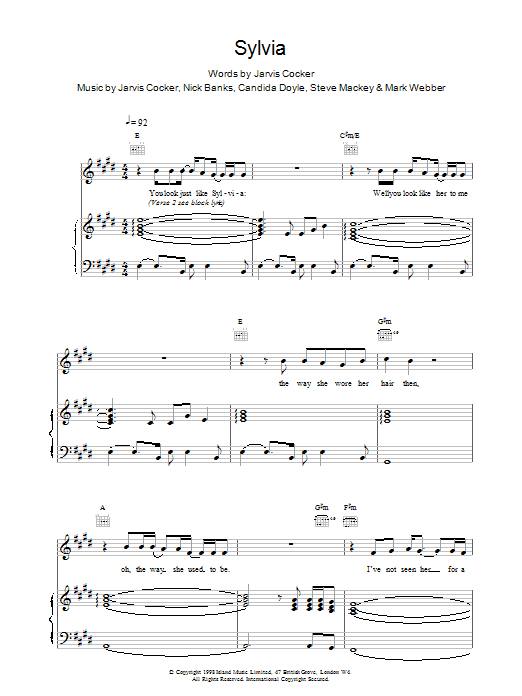 Pulp Sylvia sheet music notes printable PDF score