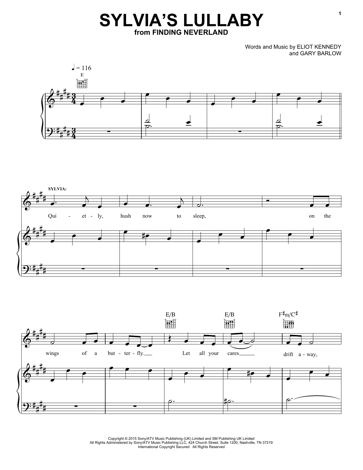 Download Gary Barlow & Eliot Kennedy Sylvia's Lullaby Sheet Music