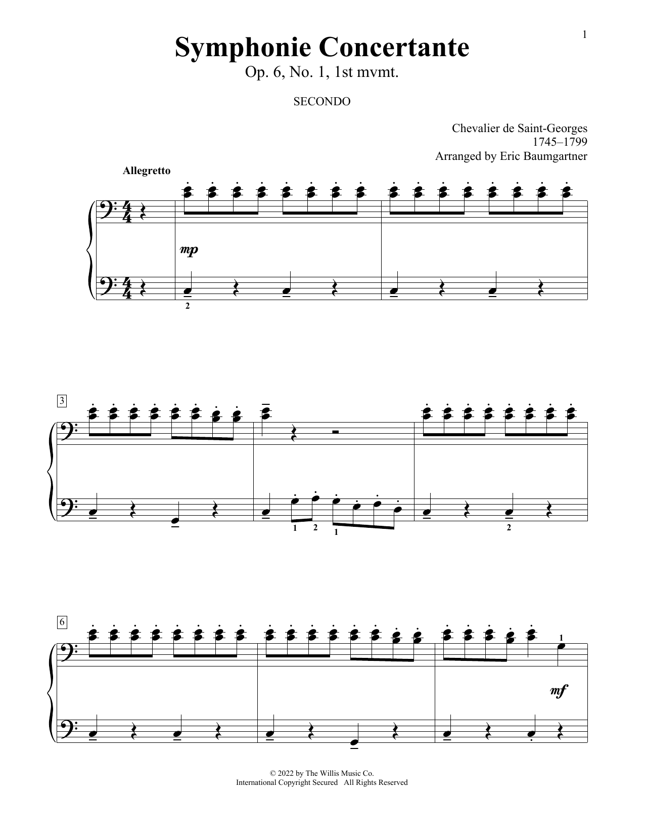 Download Chevalier de Saint-Georges Symphonie Concertante, Op. 6, No. 1, 1s Sheet Music