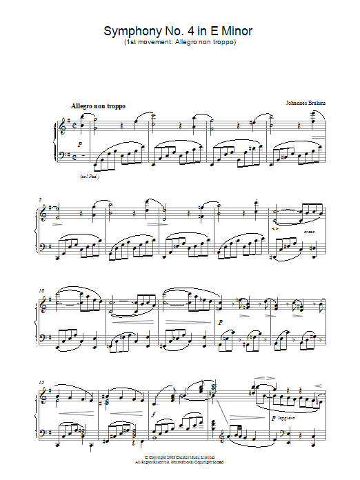 Download Johannes Brahms Symphony No. 4 in E Minor (1st movement Sheet Music