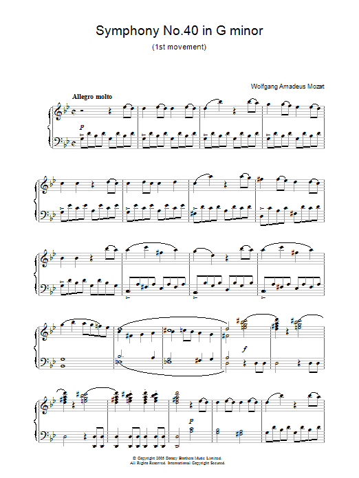 Download Wolfgang Amadeus Mozart Symphony No. 40 (Theme) Sheet Music
