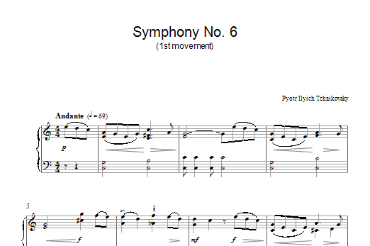 Download Pyotr Ilyich Tchaikovsky Symphony No. 6 (1st Movement) Sheet Music