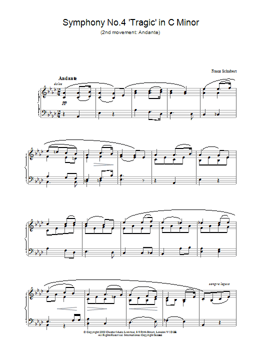 Download Franz Schubert Symphony No.4 'Tragic' in C Minor - 2nd Sheet Music