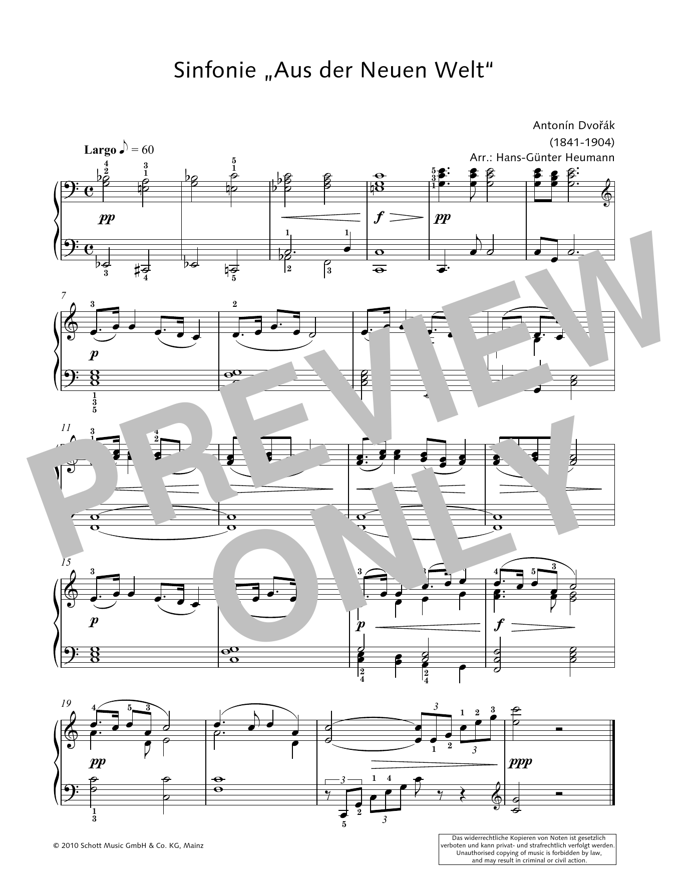Download Hans-Gunter Heumann Symphony from the New World in E minor Sheet Music