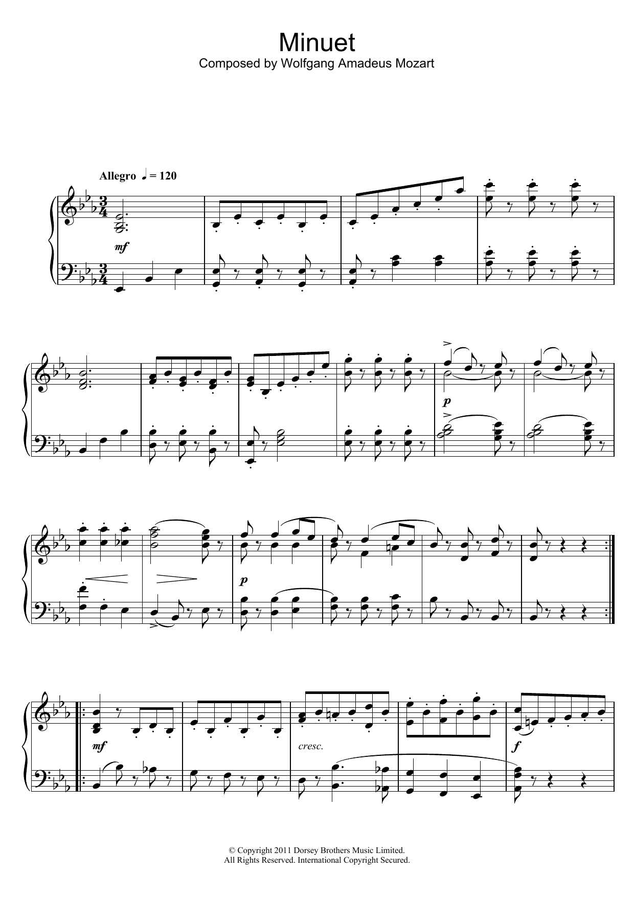 Download Wolfgang Amadeus Mozart Symphony No.39 (3rd Movement: Minuet) Sheet Music