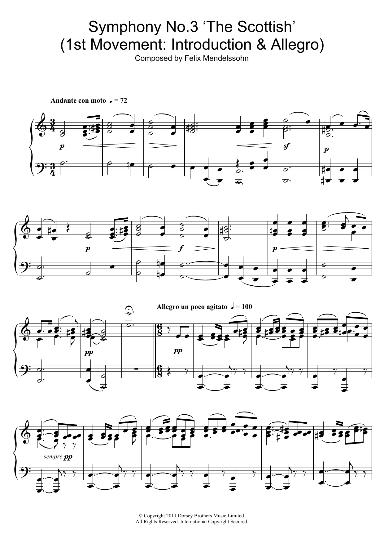 Download Felix Mendelssohn Symphony No.3 ‘The Scottish' (1st Mov Sheet Music